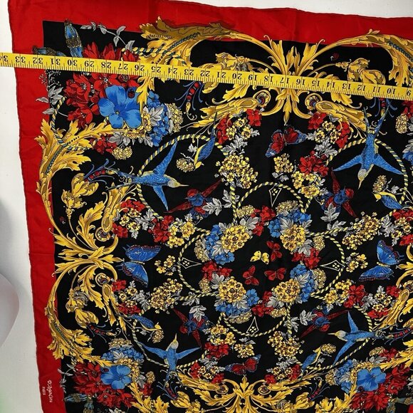 D'Argenlieu Paris silk scarf vibrant design birds butterflies Floral Vintage - Picture 5 of 9